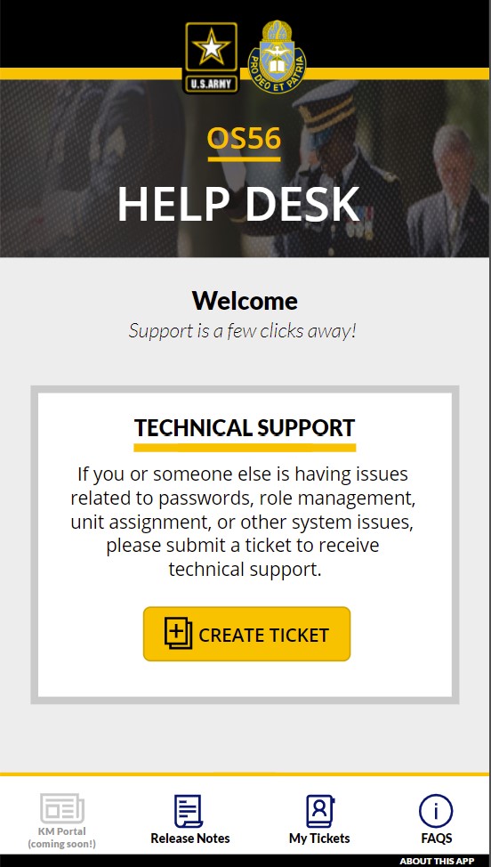 Screenshot of the Help Desk App